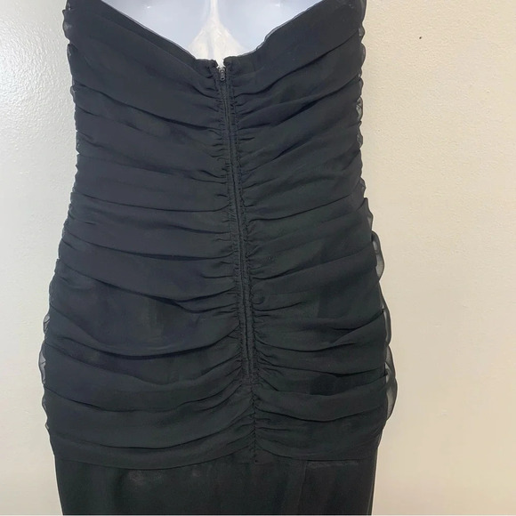 Vtg  80s Morton Myles Evening Gown 6 Chiffon Ruched Slit Formal Feminine Sexy - Picture 7 of 11